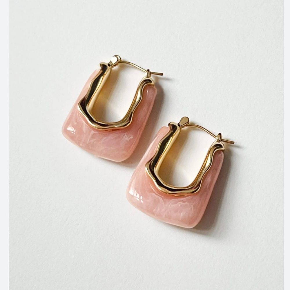 Pink crystal hoop earrings N232